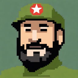 This image is a pixel art representation of the famous leader Fidel Castro, designed in the style of a Pokémon game face sprite