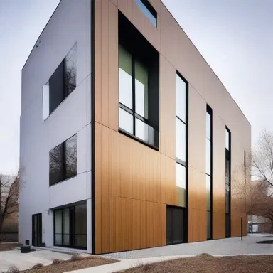 The use of contrasting materials helps to tell apart the different sections of the building.