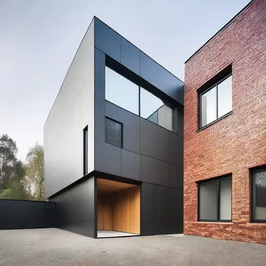The use of contrasting materials helps to tell apart the different sections of the building.