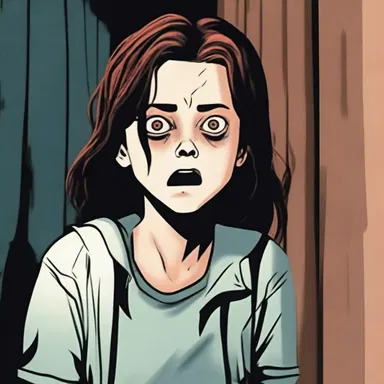 The protagonist is terrified as she struggles to tell apart the real dangers from her own paranoia in the haunted house.