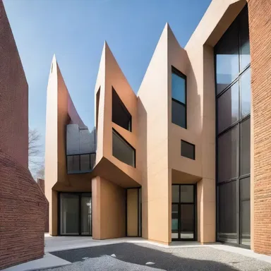 The unique shape and materials used in the building make it easy to tell apart from the surrounding structures.