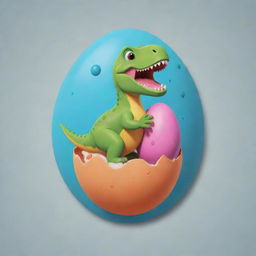 Create a sticker-style animation of a dinosaur egg hatching into a dinosaur holding a Yupi candy.