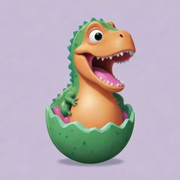 Create a sticker-style animation of a dinosaur egg hatching into a dinosaur holding a Yupi candy.