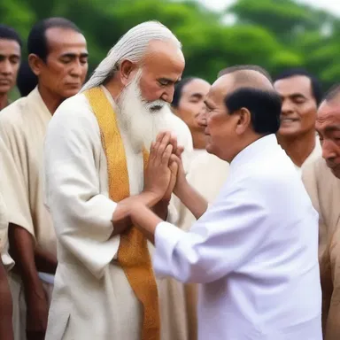 As the spiritual leader touched each person's forehead, they felt their worries being brushed away.
