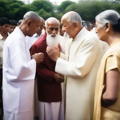 As the spiritual leader touched each person's forehead, they felt their worries being brushed away.