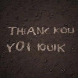 The words 'Thank You' artistically etched onto a bed of rich, dark soil.