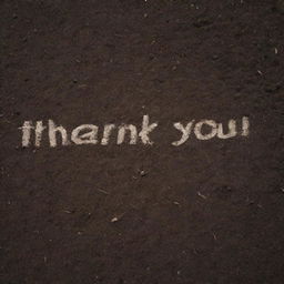 The words 'Thank You' artistically etched onto a bed of rich, dark soil.