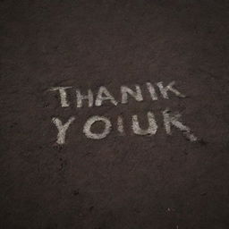 The words 'Thank You' artistically etched onto a bed of rich, dark soil.