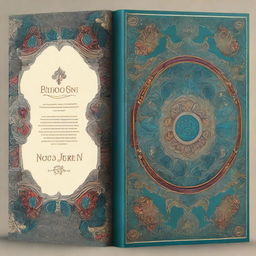 A high-quality, digital art image of a book cover, showcasing intricate details on both the front and back along with a visible spine