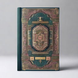 A high-quality, digital art image of a book cover, showcasing intricate details on both the front and back along with a visible spine