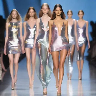 The designer used refractive fabrics in their latest collection, creating a stunning shimmery effect on the runway.