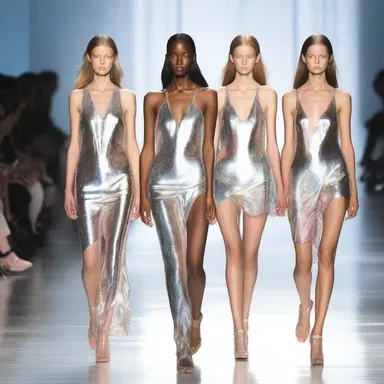 The designer used refractive fabrics in their latest collection, creating a stunning shimmery effect on the runway.