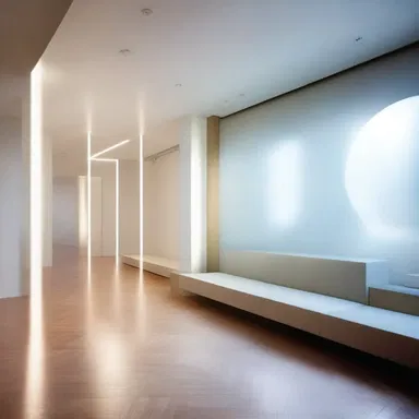 The designer used refractive materials to create an illusion of more space and light in the room.