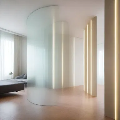 The designer used refractive materials to create an illusion of more space and light in the room.