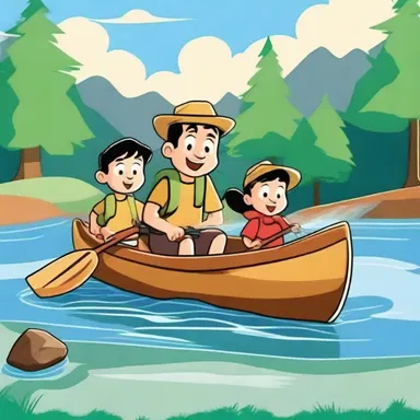 In the cartoon series, the characters often embark on exciting adventures in their trusty canoe.