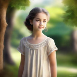 A high-quality digital art depiction of the same young girl, now older