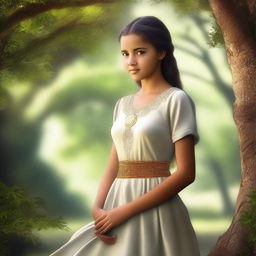 A high-quality digital art depiction of the same young girl, now older