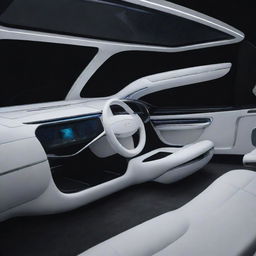 A detailed image of a 22nd-century (2100s) limousine, featuring an ultra-futuristic design, luxurious interiors and advanced autonomous driving capabilities.