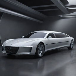 A detailed image of a 22nd-century (2100s) limousine, featuring an ultra-futuristic design, luxurious interiors and advanced autonomous driving capabilities.