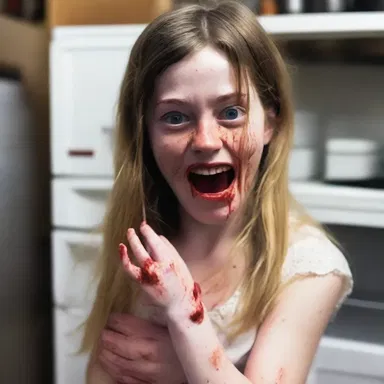As Emily opened the fridge late at night, she found a severed hand inside, causing her to scream in terror.