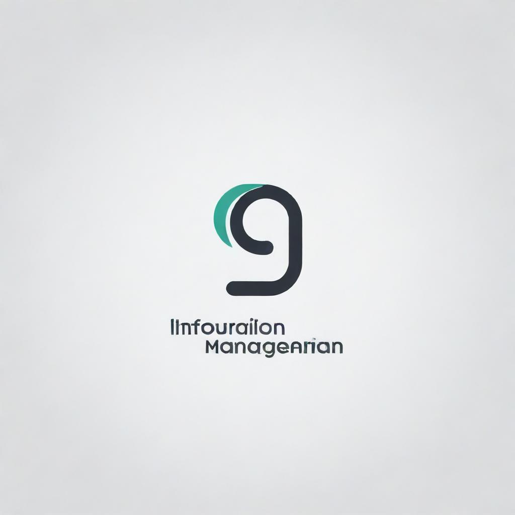 Generate a minimalist logo incorporating the title 'Information Management'; subtly incorporate key elements of data organization and databases. Ensure the title isn't overly prominent.