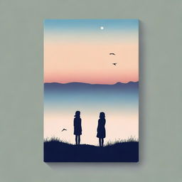 A high-quality, minimalist digital art piece designed as a book cover for 'Hues of the Horizon'