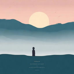 A high-quality, minimalist digital art piece designed as a book cover for 'Hues of the Horizon'