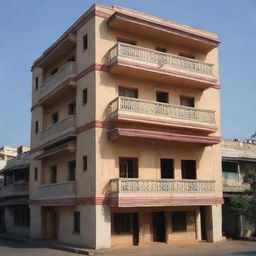 A four-story, 1200 square foot building with architectural elements typical of India.