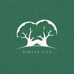 Design a green and white negative space logo featuring two identical trees in the foreground. The negative space between the branches should form a flower for a garden website.