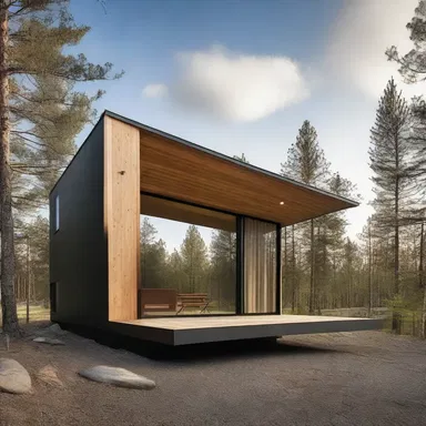 The cabin's design incorporated large windows and open spaces to create a connection with the outdoor surroundings.