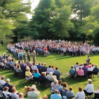 The congregation gathered in the outdoor space to hold their annual sunrise service.