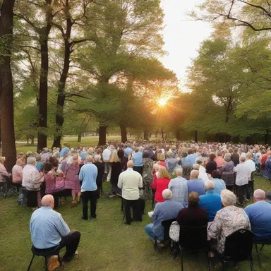 The congregation gathered in the outdoor space to hold their annual sunrise service.