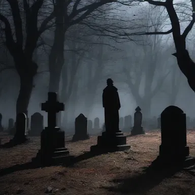 The eerie feeling was intensified as the protagonist found themselves alone in the outdoor graveyard at midnight.