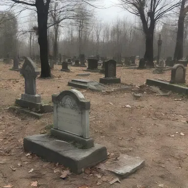 The abandoned outdoor cemetery was the perfect setting for the horror story.