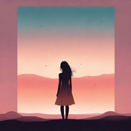 A high-quality, minimalist digital art piece designed as a book cover for 'Hues of the Horizon'