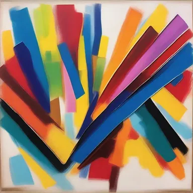 The abstract painter used vibrant colors and various pels to compose a captivating masterpiece.