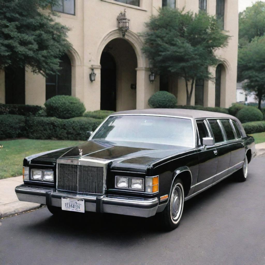 An image of a 1980s limousine, showcasing its vintage charm, classic exterior design, and plush comfortable interiors.