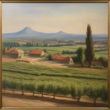 The painting portrayed a picturesque landscape with oasts in the background, representing the hop farming culture.