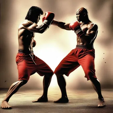 In the epic battle scene, the main character threw an overhanded punch to defeat his opponent.