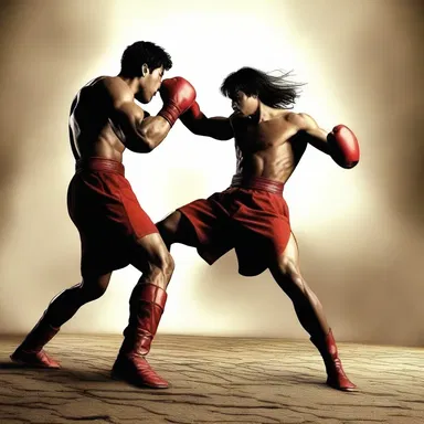 In the epic battle scene, the main character threw an overhanded punch to defeat his opponent.