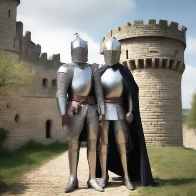 In medieval castles, an esquire would often accompany a knight and serve as his attendant and shield bearer.