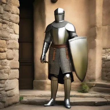 In medieval castles, an esquire would often accompany a knight and serve as his attendant and shield bearer.