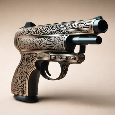 The fashion designer added intricate designs to the gun muzzle, transforming it into a unique and stylish accessory.