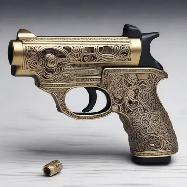 The fashion designer added intricate designs to the gun muzzle, transforming it into a unique and stylish accessory.