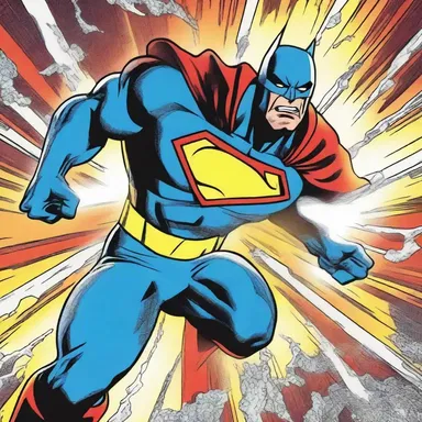 The superhero's gun muzzle released a flurry of energy beams, disintegrating the enemy in an epic battle scene in the comics.