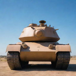 An imposing and meticulously designed Tier tank, standing proudly under a cloudless sky, gleaming in the sunlight