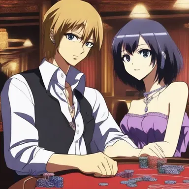 In the anime series, the main character encounters a mysterious high roller at the underground gambling den.