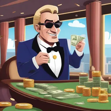In the cartoon, the high roller character is always seen throwing money around and living a lavish lifestyle.