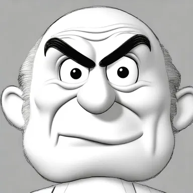 The exaggerated features on the character's face highlighted the impreciseness of the cartoon drawing.