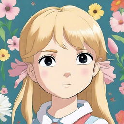 This is a digital art image of a girl in the style of Studio Ghibli